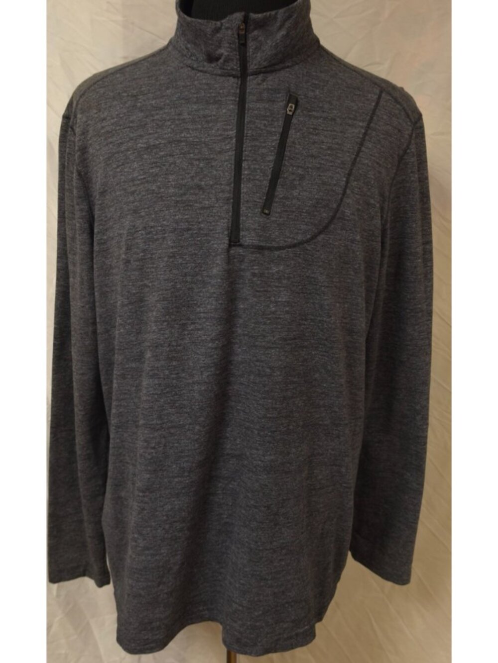 Swiss Tech Mens XL Quarter Zip Pullover Heather Gray Mock Neck Sweater Jacket
